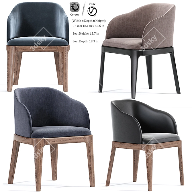 Elegant Aubrey Armchair: The Perfect Dining Chair! 3D model image 1