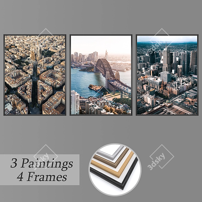 Modern Wall Art Set with Multiple Frames 3D model image 1