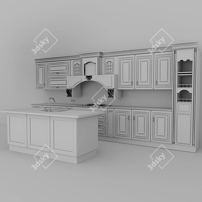 Modern Kitchen Room Design 3D model image 5