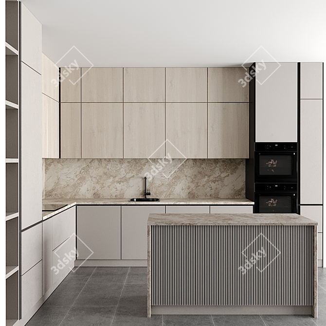 Modern Modular Kitchen: 3D Model with Vray and Corona for 3ds Max 3D model image 2