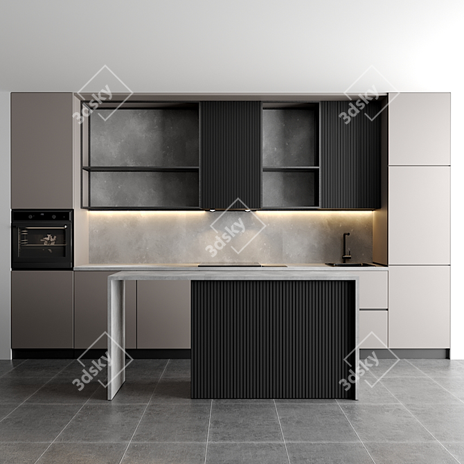 Modern Kitchen Design with Easy Editing - 3ds Max & Corona/Vray 3D model image 1