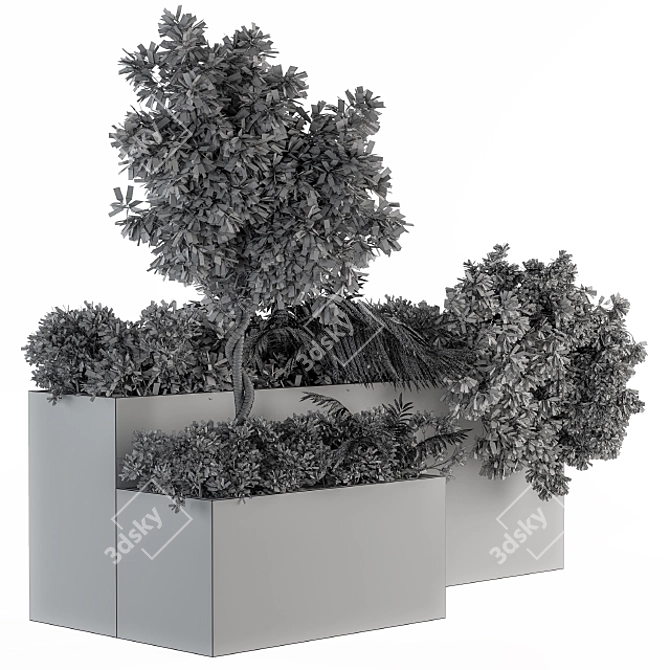 Modern Concrete Planter Set - 45 Outdoor Plants 3D model image 4