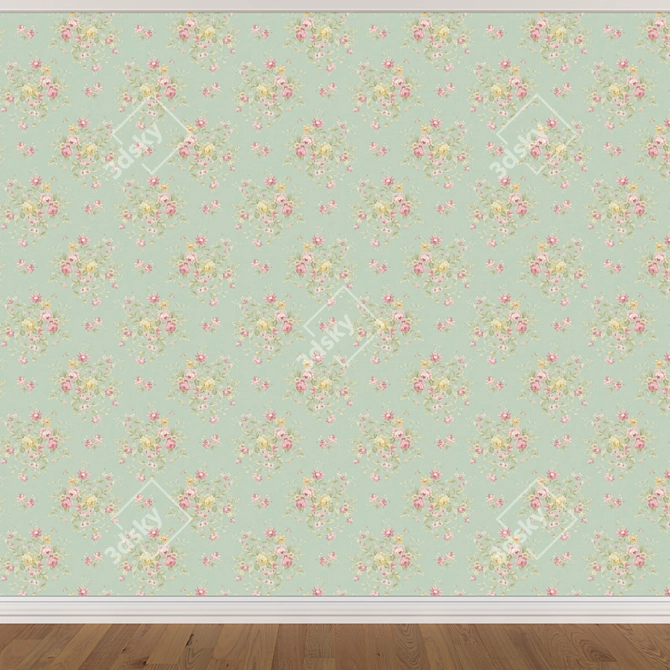 Seamless Wallpaper Set: 3 Colors 3D model image 3