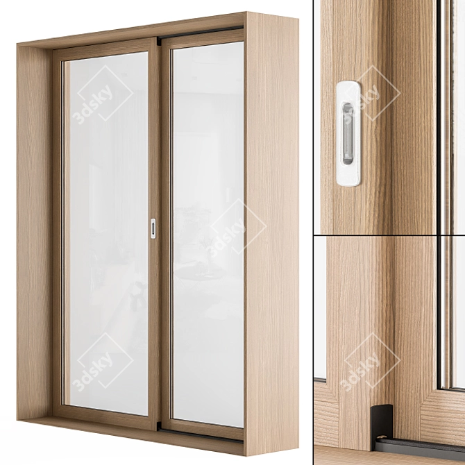 Modern Wood Glass Door 3D model image 1