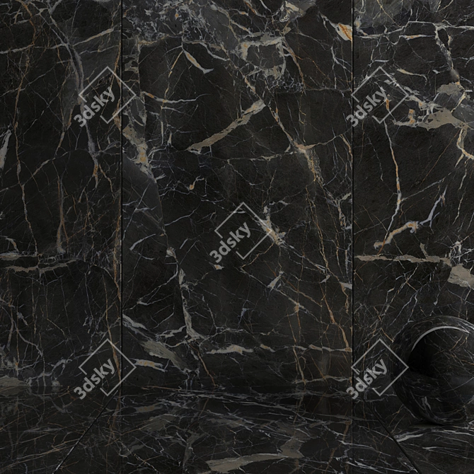 MUSEUM Laurent Black Ceramic Wall Tiles 3D model image 3