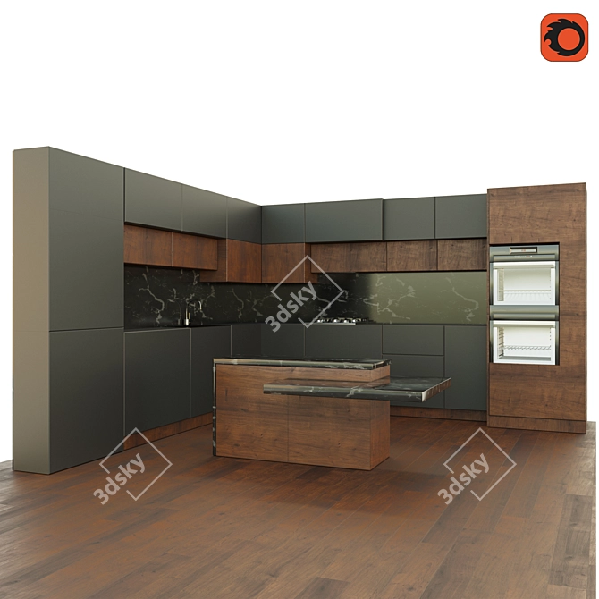 Realistic Kitchen Model 3D model image 2