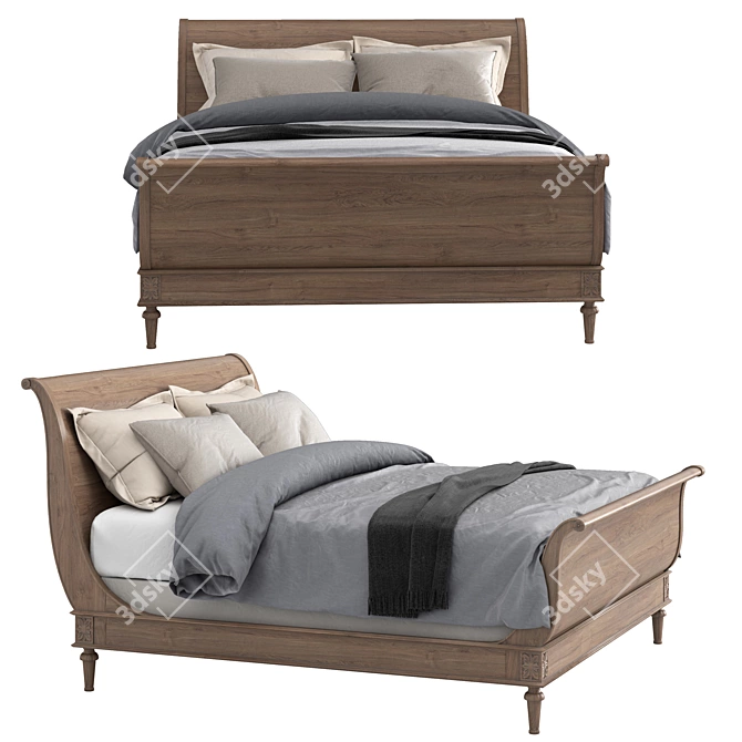 Elegant RH Empire Sleigh Bed 3D model image 2