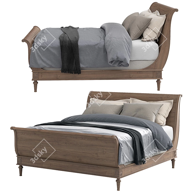 Elegant RH Empire Sleigh Bed 3D model image 3