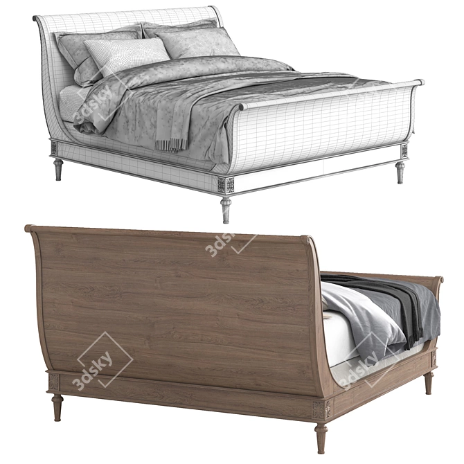 Elegant RH Empire Sleigh Bed 3D model image 5