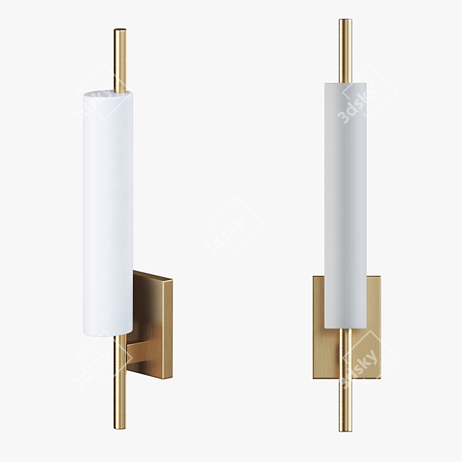 Milky Glass Cylinder Wall Lamp 3D model image 1