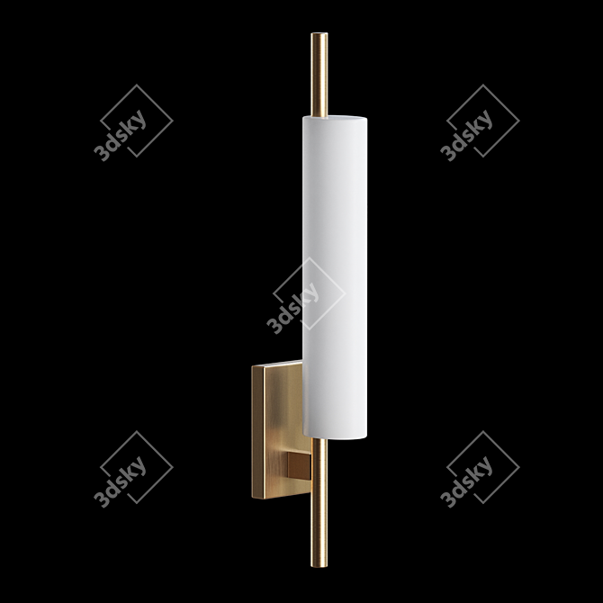 Milky Glass Cylinder Wall Lamp 3D model image 2