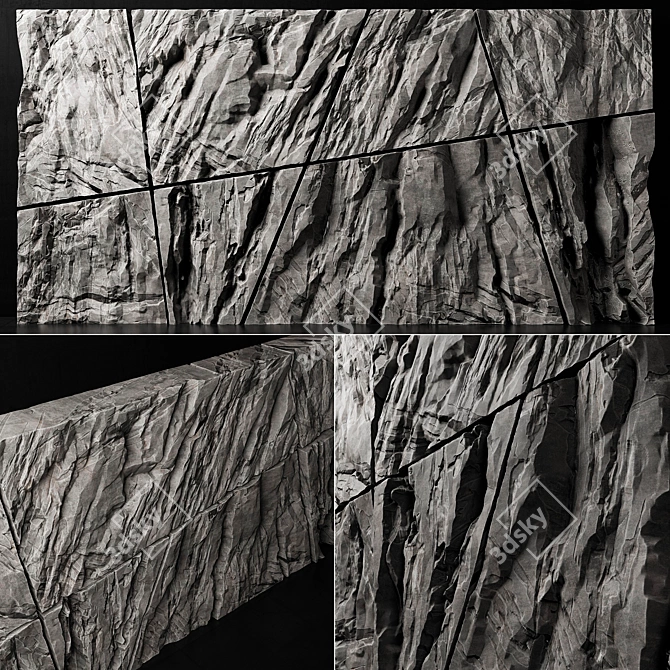 Splintered Stone Slab Wall 3D model image 1