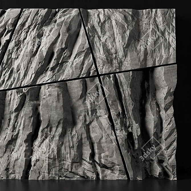 Splintered Stone Slab Wall 3D model image 3