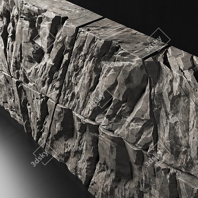 Splintered Stone Slab Wall 3D model image 4