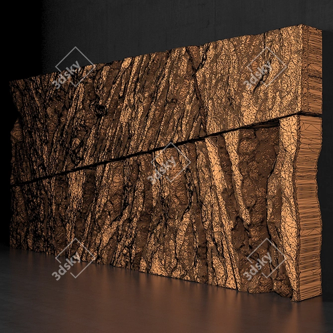 Splintered Stone Slab Wall 3D model image 5