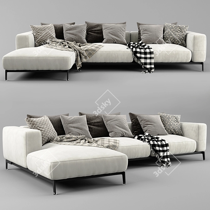Elegant Flexform Ettore Chaise Longue Sofa 3D model image 1