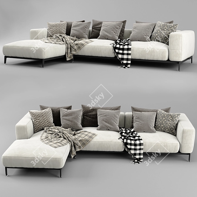 Elegant Flexform Ettore Chaise Longue Sofa 3D model image 2