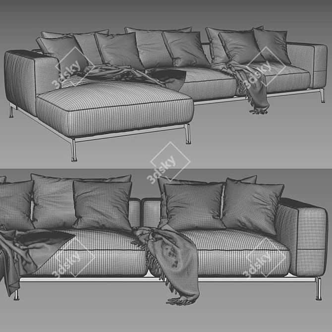 Elegant Flexform Ettore Chaise Longue Sofa 3D model image 3