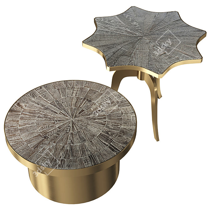 Trendy Cork Coffee Table: Metal Base, Oak Top 3D model image 2