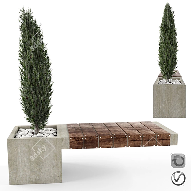 Modern Bench: Stylish and Durable 3D model image 1
