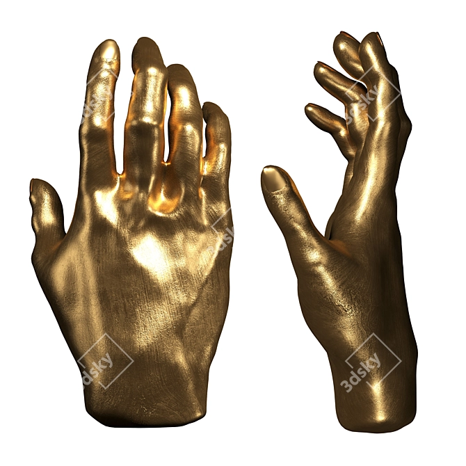 Gold Hand Sculpture: Elegant Deco Object 3D model image 1