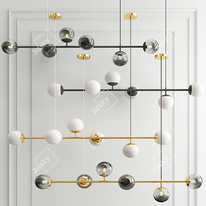 Sleek Orb Pendant Chandelier 3D model image 1