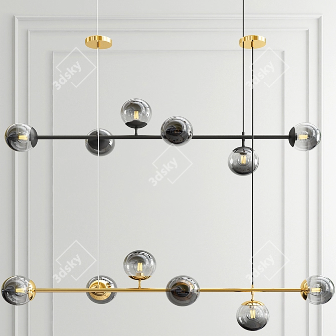 Sleek Orb Pendant Chandelier 3D model image 2