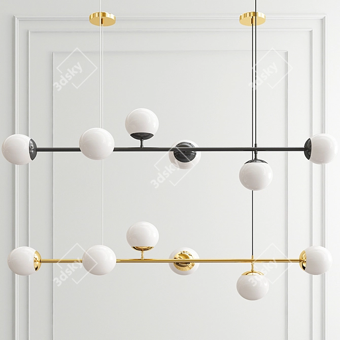 Sleek Orb Pendant Chandelier 3D model image 3