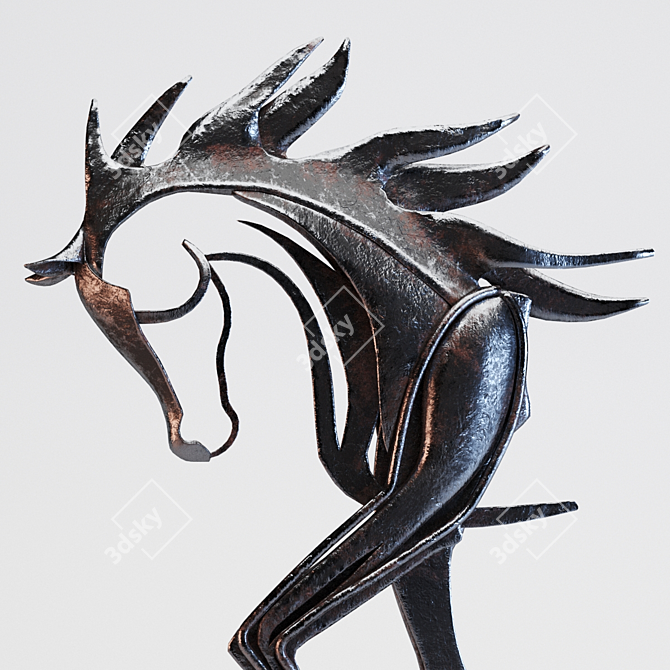 Elegant Iron Stallion Sculpture 3D model image 1