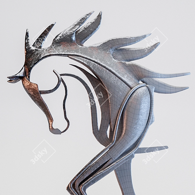 Elegant Iron Stallion Sculpture 3D model image 2