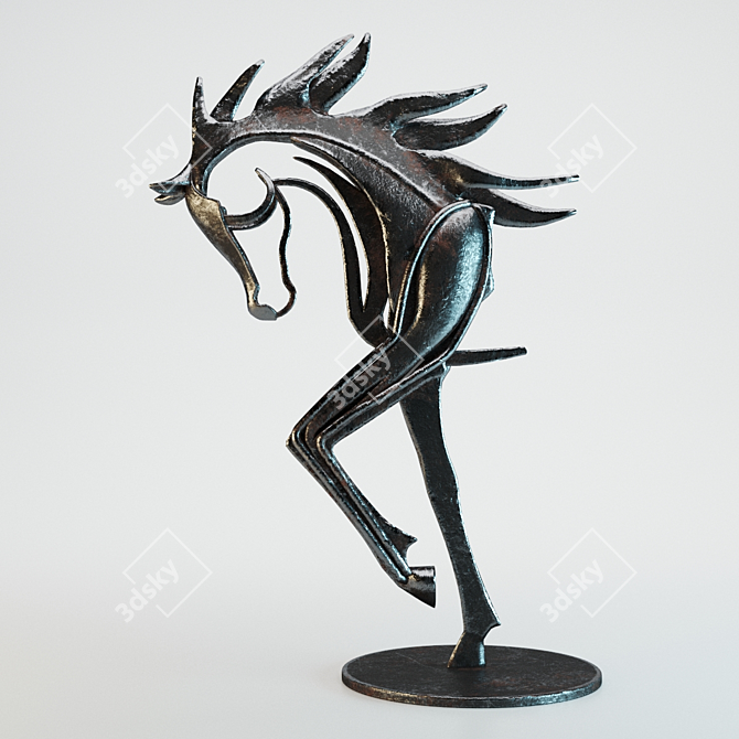 Elegant Iron Stallion Sculpture 3D model image 3
