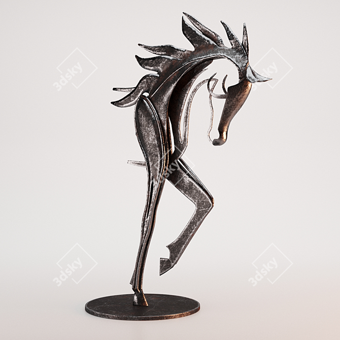 Elegant Iron Stallion Sculpture 3D model image 4