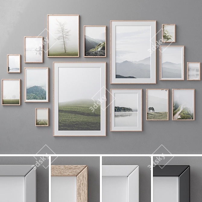 Versatile 4-Piece Photo Frames: Set 372 3D model image 2