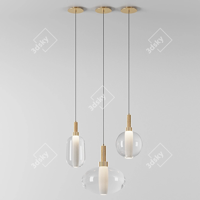 Glass Shade LED Pendant Collection 3D model image 1