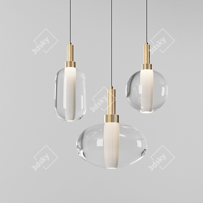 Glass Shade LED Pendant Collection 3D model image 2