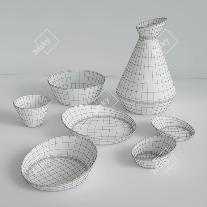 Ceramic Kitchen Decor Set 3D model image 3
