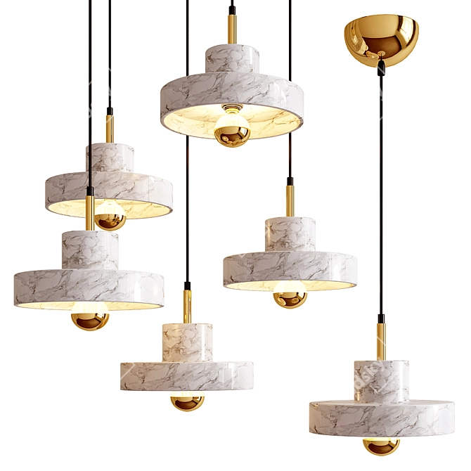 Modern Pendant Light Set - Four Hanging Lights 3D model image 3