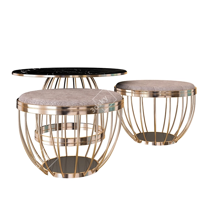 Sleek Circular Dining Set 3D model image 1