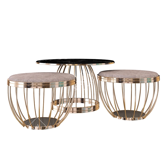 Sleek Circular Dining Set 3D model image 2