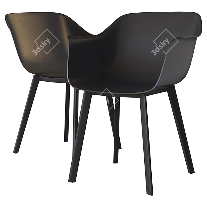 CB2 Shape Black Molded Chair: Sleek & Stylish Seating 3D model image 2