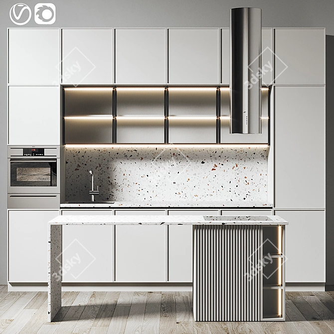 Modern Kitchen Model with High-Quality Textures 3D model image 1