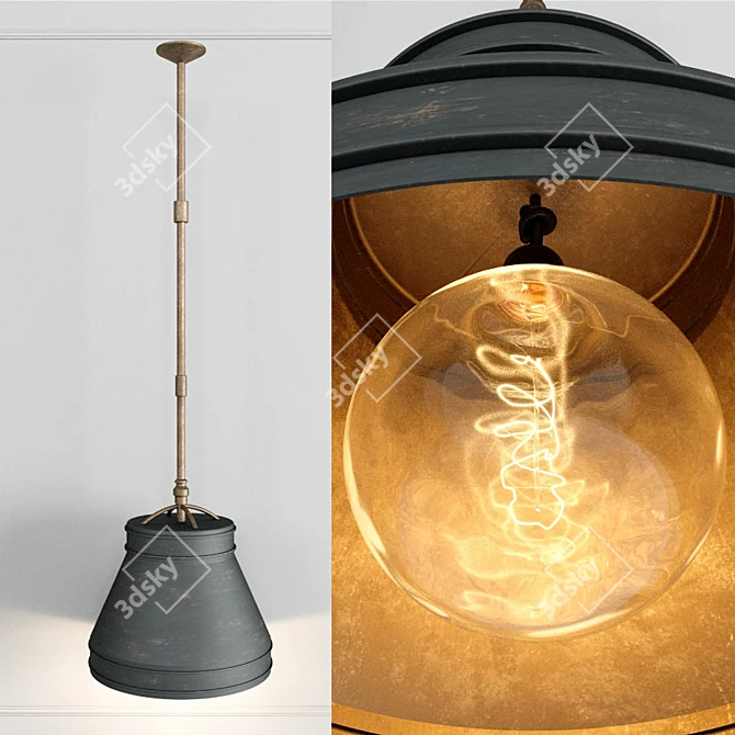 Retro Drum Pendant Light 3D model image 4