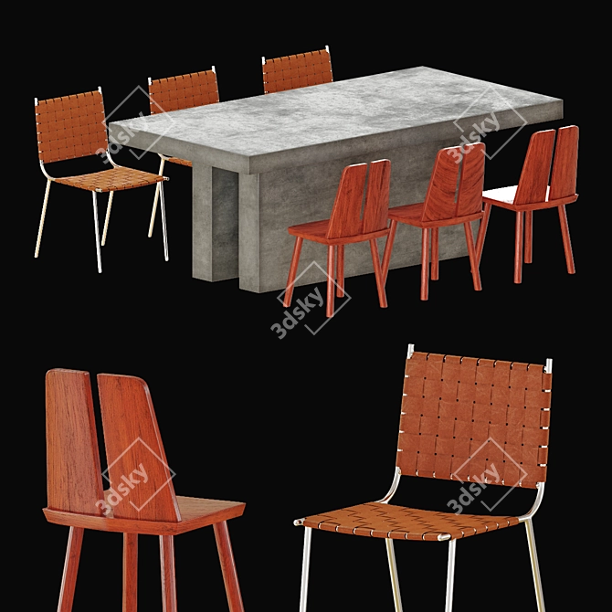 Modern Grey Dining Set 3D model image 1