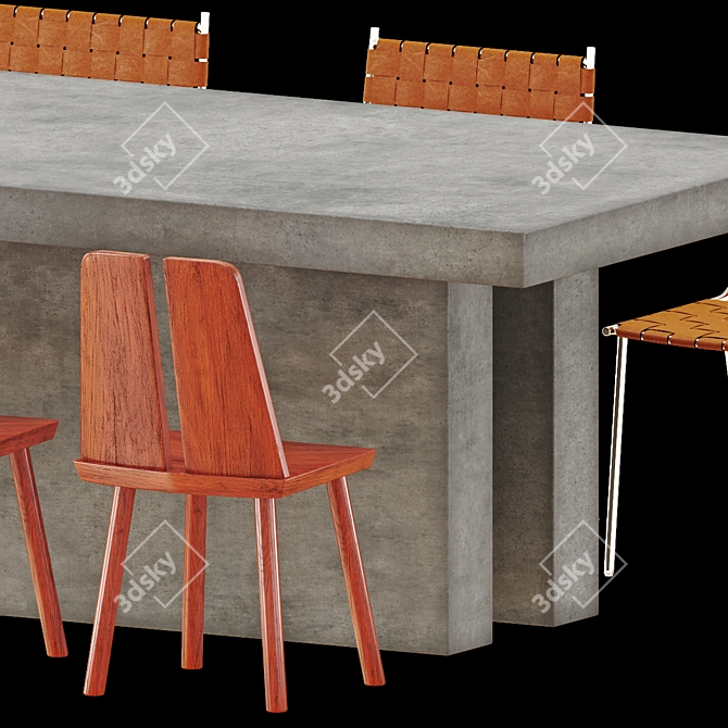 Modern Grey Dining Set 3D model image 4
