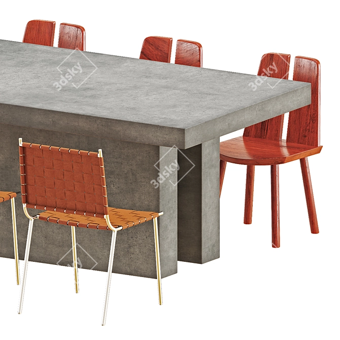 Modern Grey Dining Set 3D model image 5