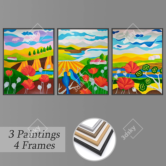 Versatile Set of Wall Paintings 3D model image 1