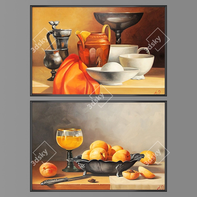 Elegant Wall Painting Set 3D model image 1