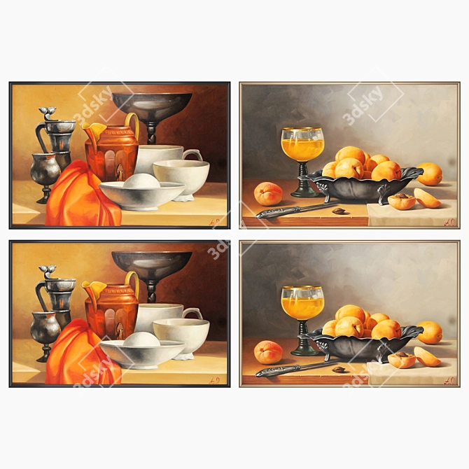 Elegant Wall Painting Set 3D model image 2