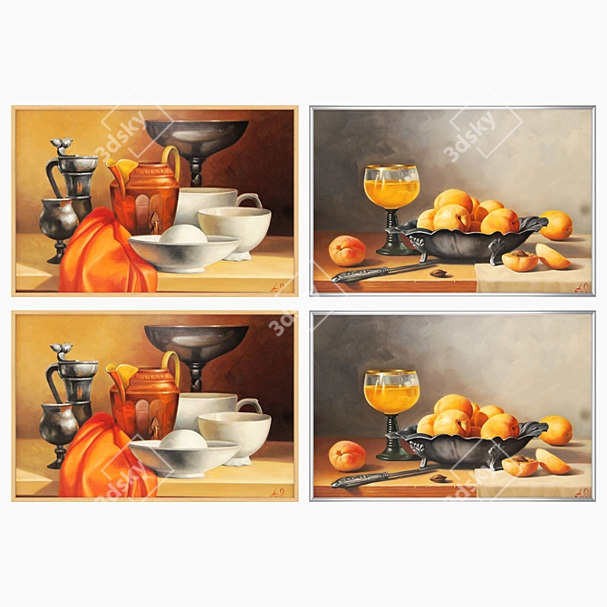 Elegant Wall Painting Set 3D model image 3