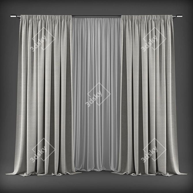 Elegant Drapes for Stylish Homes 3D model image 1